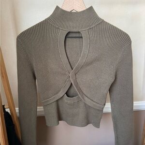 Zara Ribbed Cutout Sweater – , Light Olive, NWOT Size S